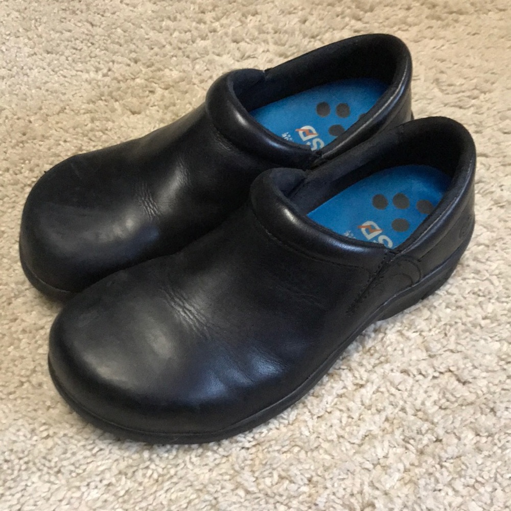 Timberland women’s ESD steel toe slip on shoe.